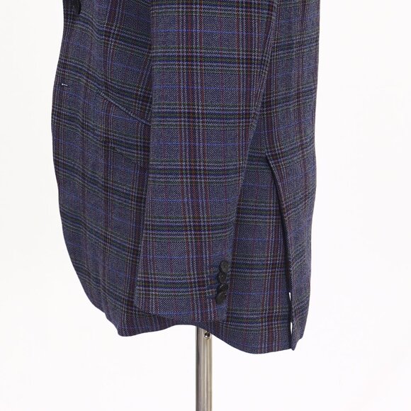 ETRO 44L Blue Blazer Sport Coat Jacket 2-Button Check T365 - Picture 6 of 11